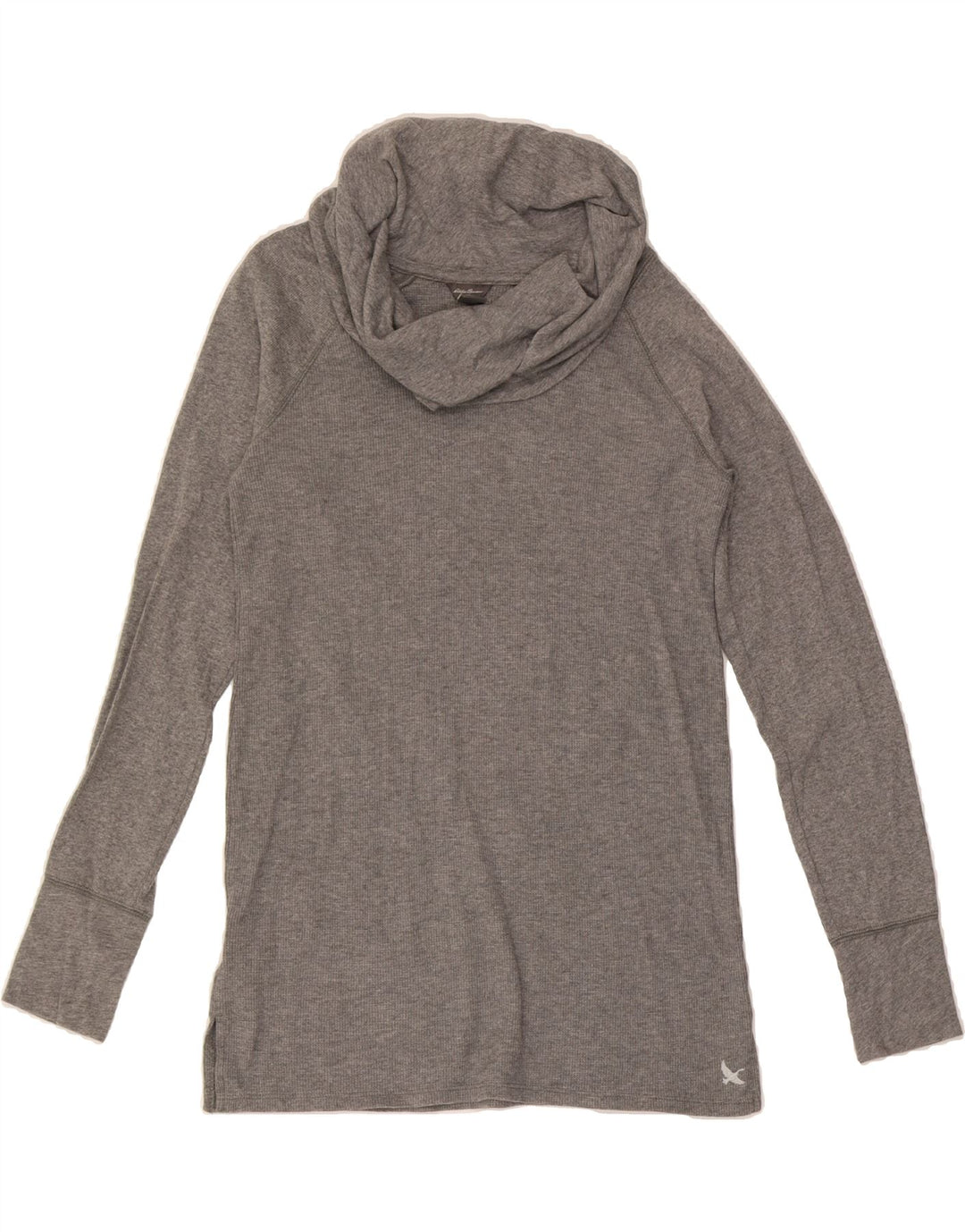 EDDIE BAUER Womens Roll Neck Top Long Sleeve UK 10 Small Grey Cotton Vintage Eddie Bauer and Second-Hand Eddie Bauer from Messina Hembry 