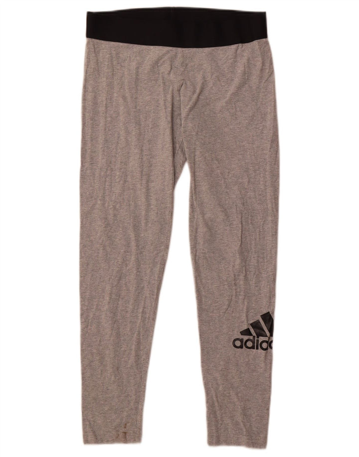 Adidas Grafiske Leggings til kvinder UK 12/14 Medium Grey Colourblock Bomuld