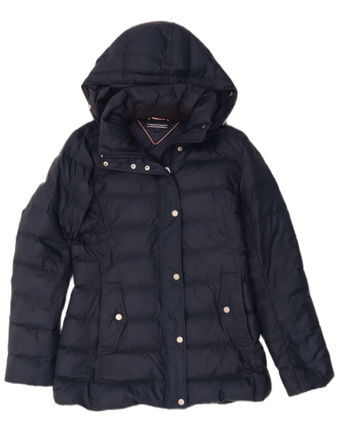 Tommy Hilfiger Dame Hætte Polstret Jakke UK 10 Small Navy Blue Polyester