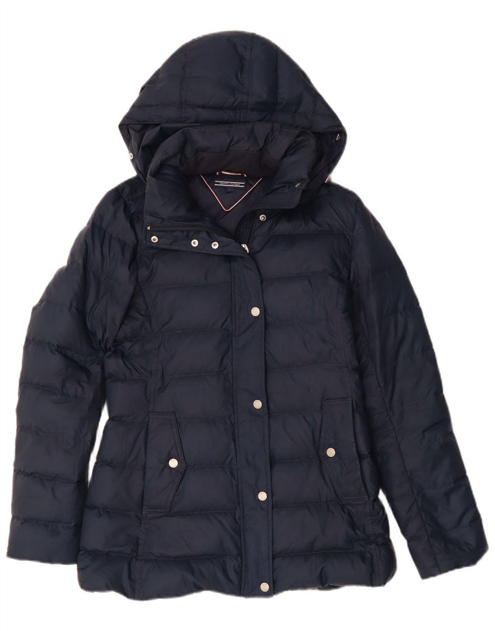 Tommy Hilfiger Dame Hætte Polstret Jakke UK 10 Small Navy Blue Polyester
