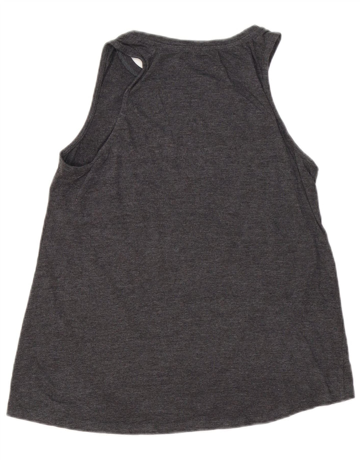 ÆGTE MERCHANDISE Dame Grafisk Vest Top UK 12 Medium Grå