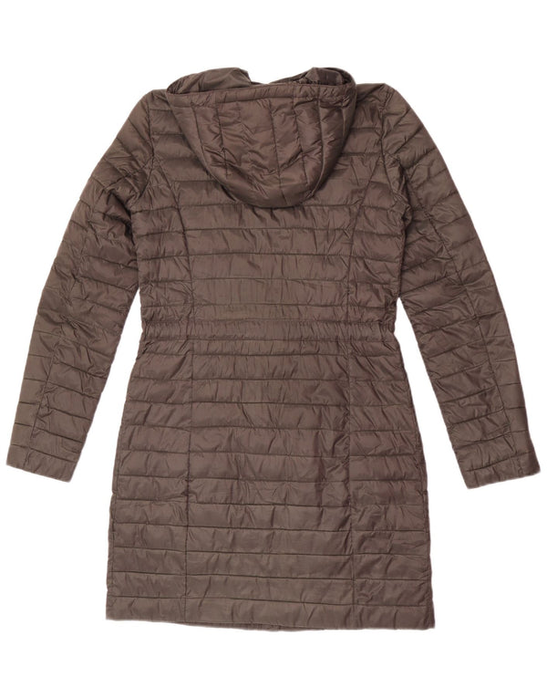 Massimo Dutti Dame Hætte Polstret Frakke UK 10 Small Khaki Polyester