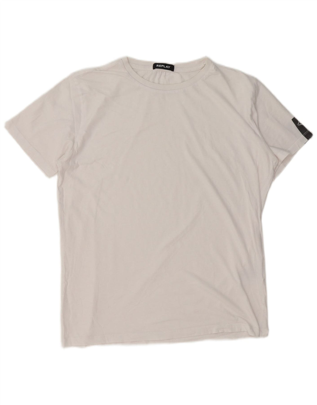 Replay Herre Grafisk T-Shirt Top Stor Hvid Bomuld