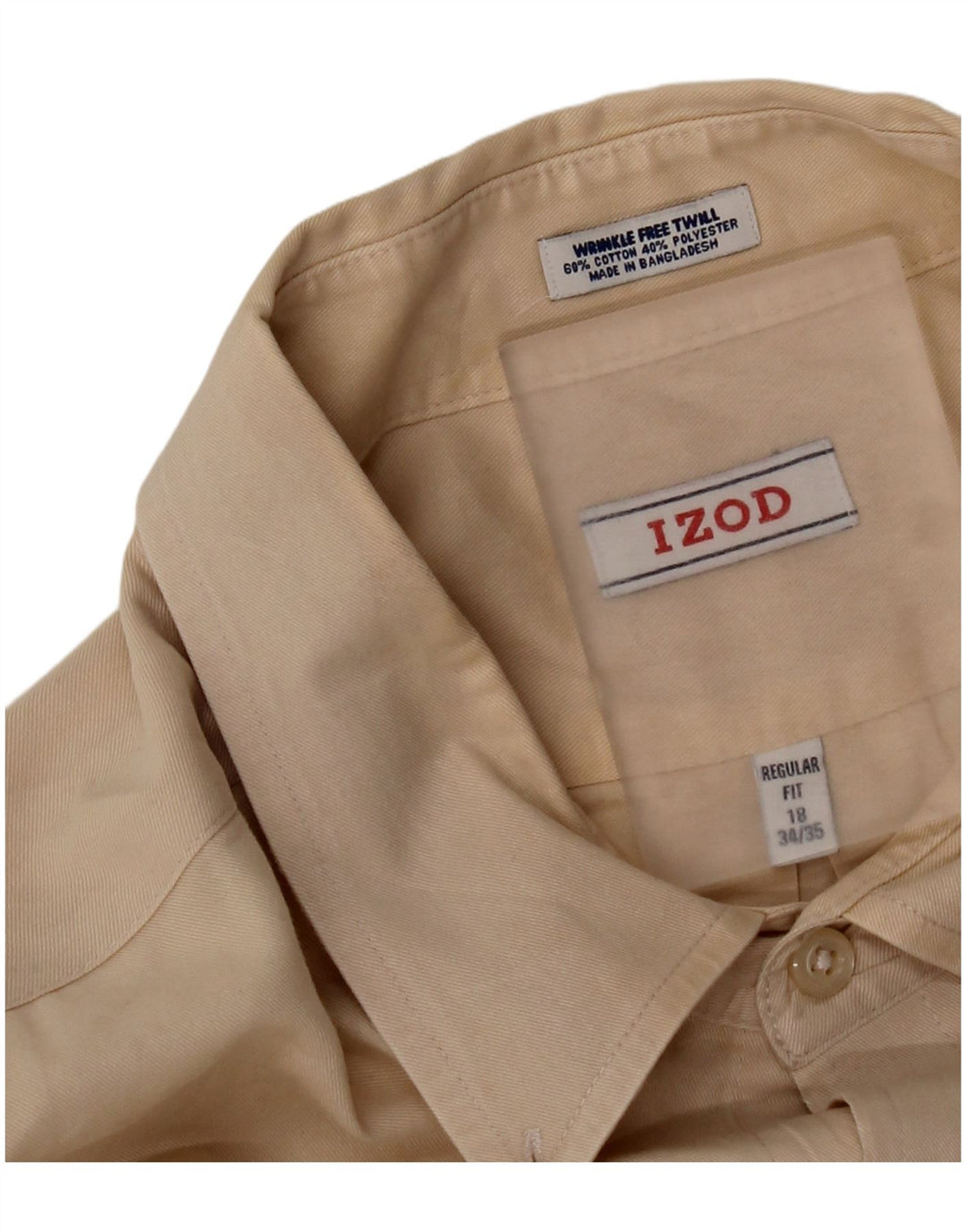 Izod Herre Regular Fit skjorte str. 18 2XL Beige Bomuld