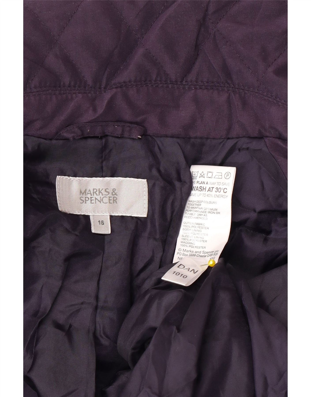 Marks & Spencer Quiltet jakke til kvinder UK 16 Stor lilla polyester