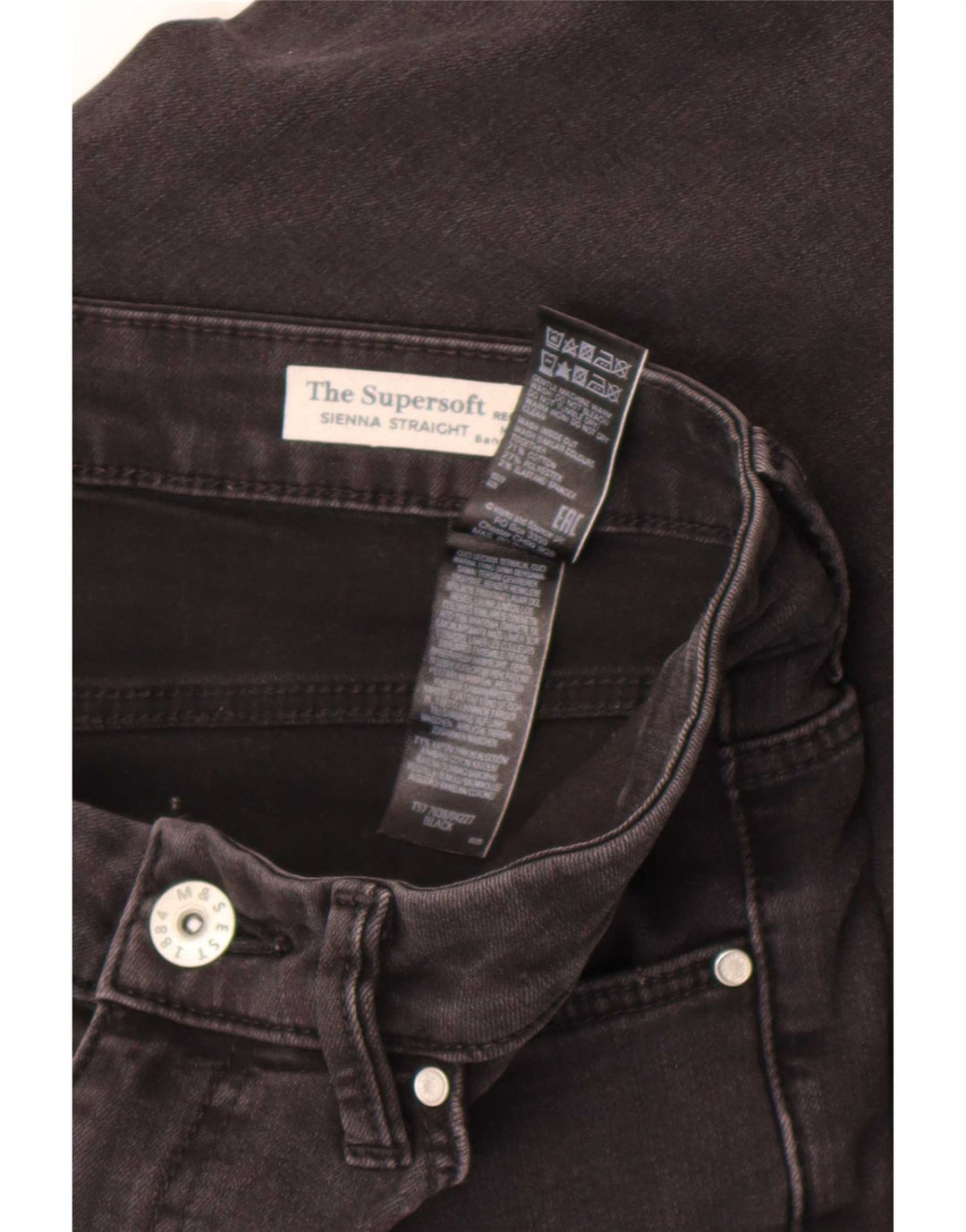 Marks & Spencer Dame Sienna Straight Jeans UK 12 Medium W30 L30 Black
