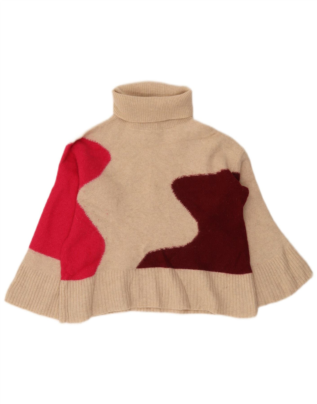 White Stuff Dame Roll Neck Jumper Sweater UK 8 Small Beige Colourblock