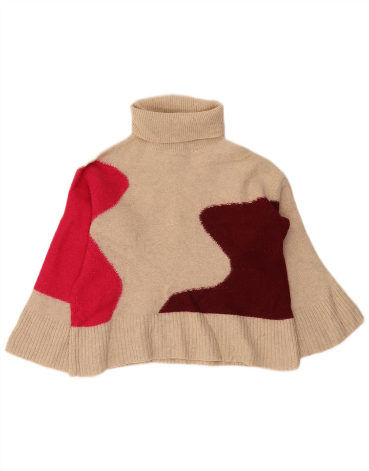 White Stuff Dame Roll Neck Jumper Sweater UK 8 Small Beige Colourblock