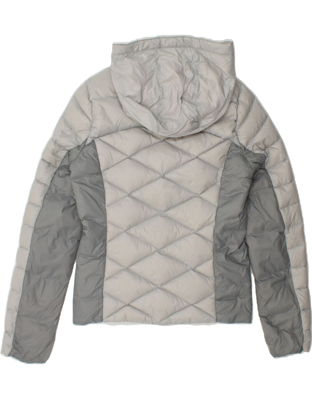 HOLLISTER Womens Hooded Padded Jacket UK 12 Medium Grey Colourblock Winter Vintage Hollister and Second-Hand Hollister from Messina Hembry 