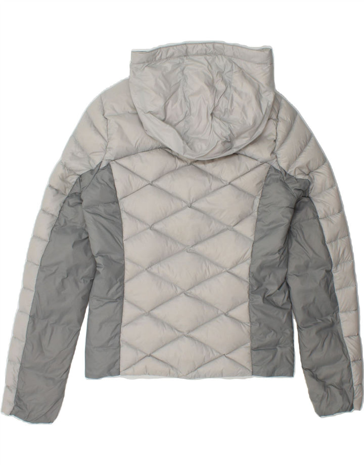 HOLLISTER Womens Hooded Padded Jacket UK 12 Medium Grey Colourblock Winter Vintage Hollister and Second-Hand Hollister from Messina Hembry 