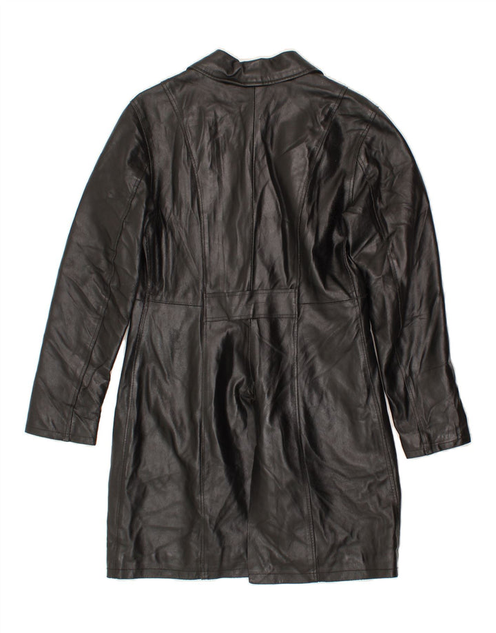 VINTAGE Womens Leather Coat UK 10 Small Black Leather Vintage Vintage and Second-Hand Vintage from Messina Hembry 