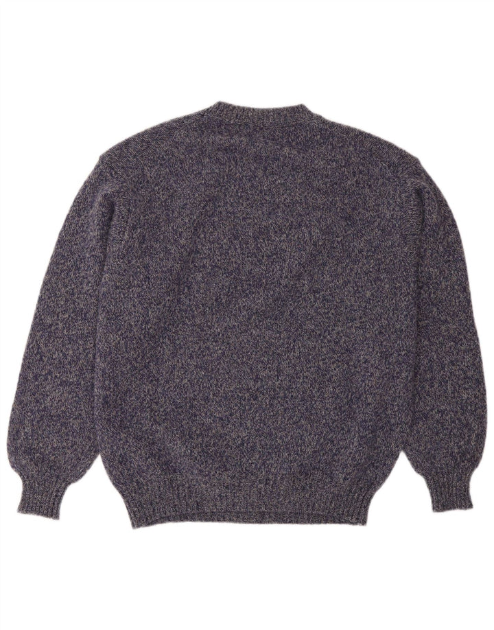 Benetton Herre Crew Neck Jumper Sweater Stor Lilla Flecked