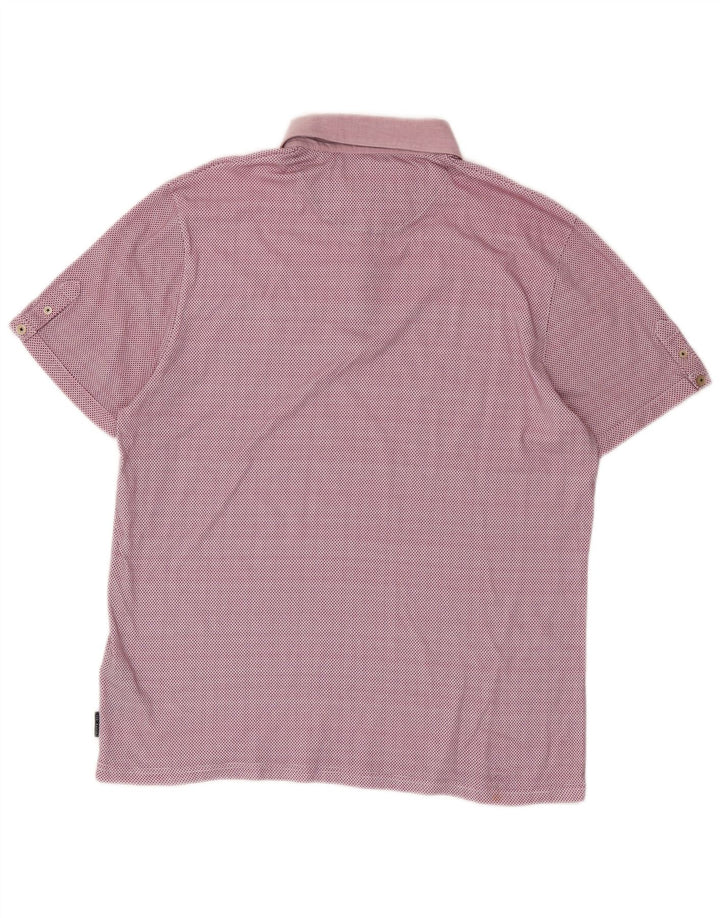 Ted Baker herre poloshirt str. 6 2XL Pink geometrisk bomuld