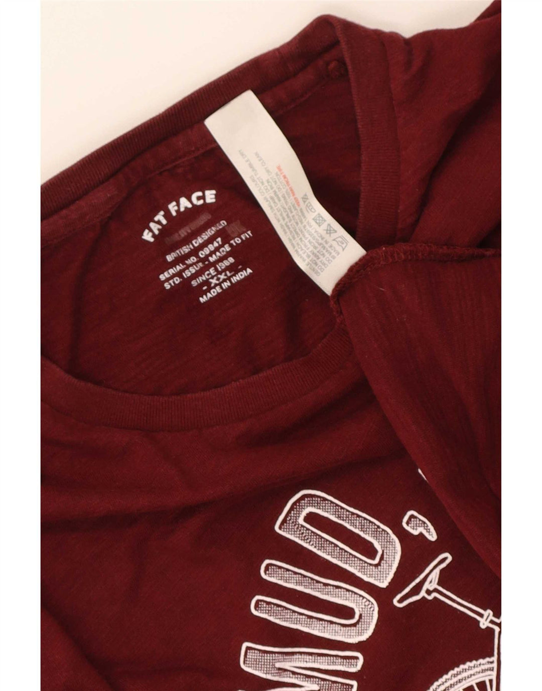 Fat Face Herre grafisk T-shirt Top 2XL rødbrun bomuld