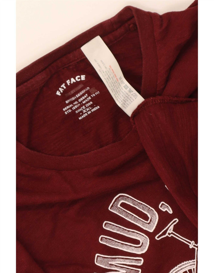 Fat Face Herre grafisk T-shirt Top 2XL rødbrun bomuld