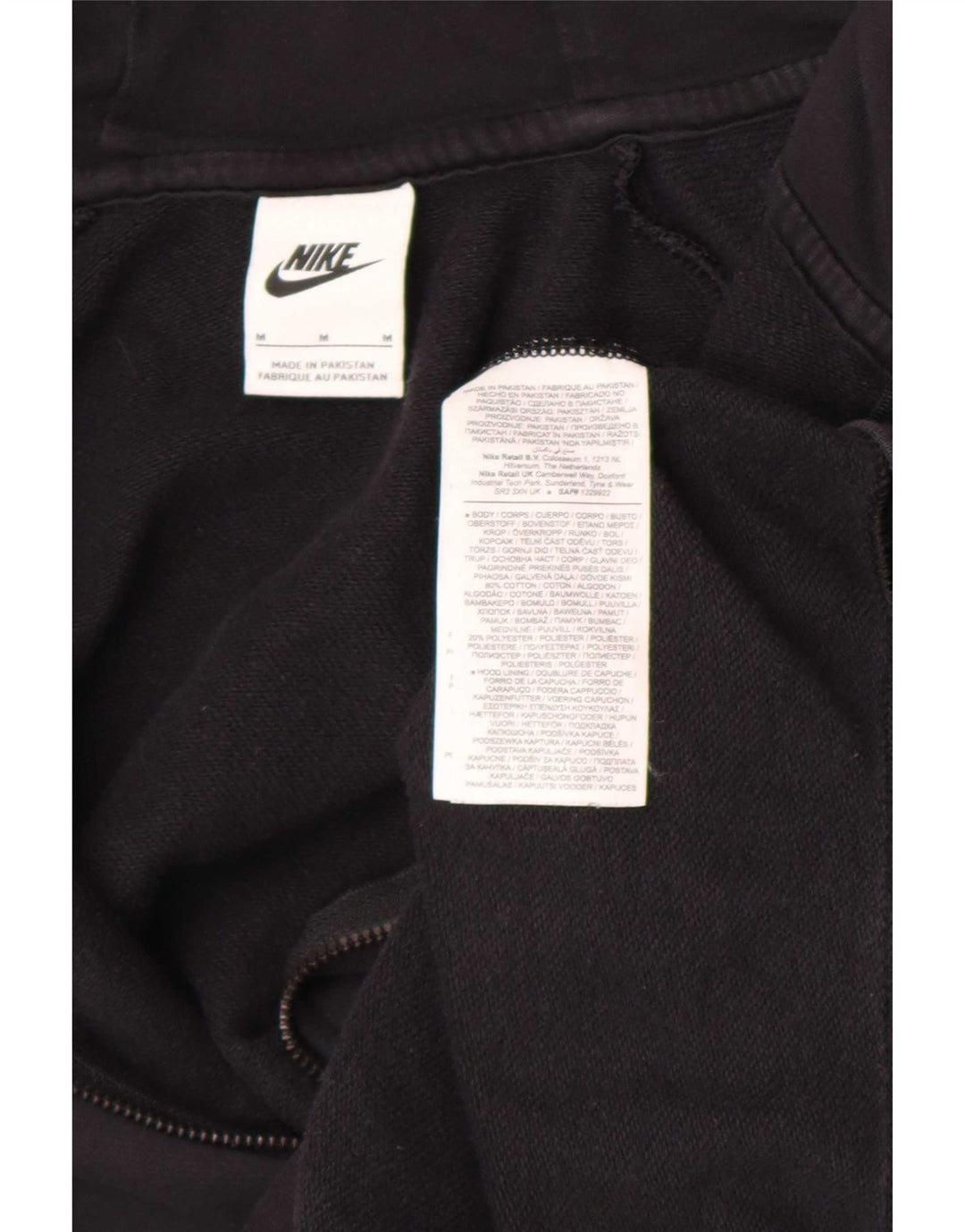 Nike hættetrøje med lynlås til kvinder UK 14 Medium Sort bomuld