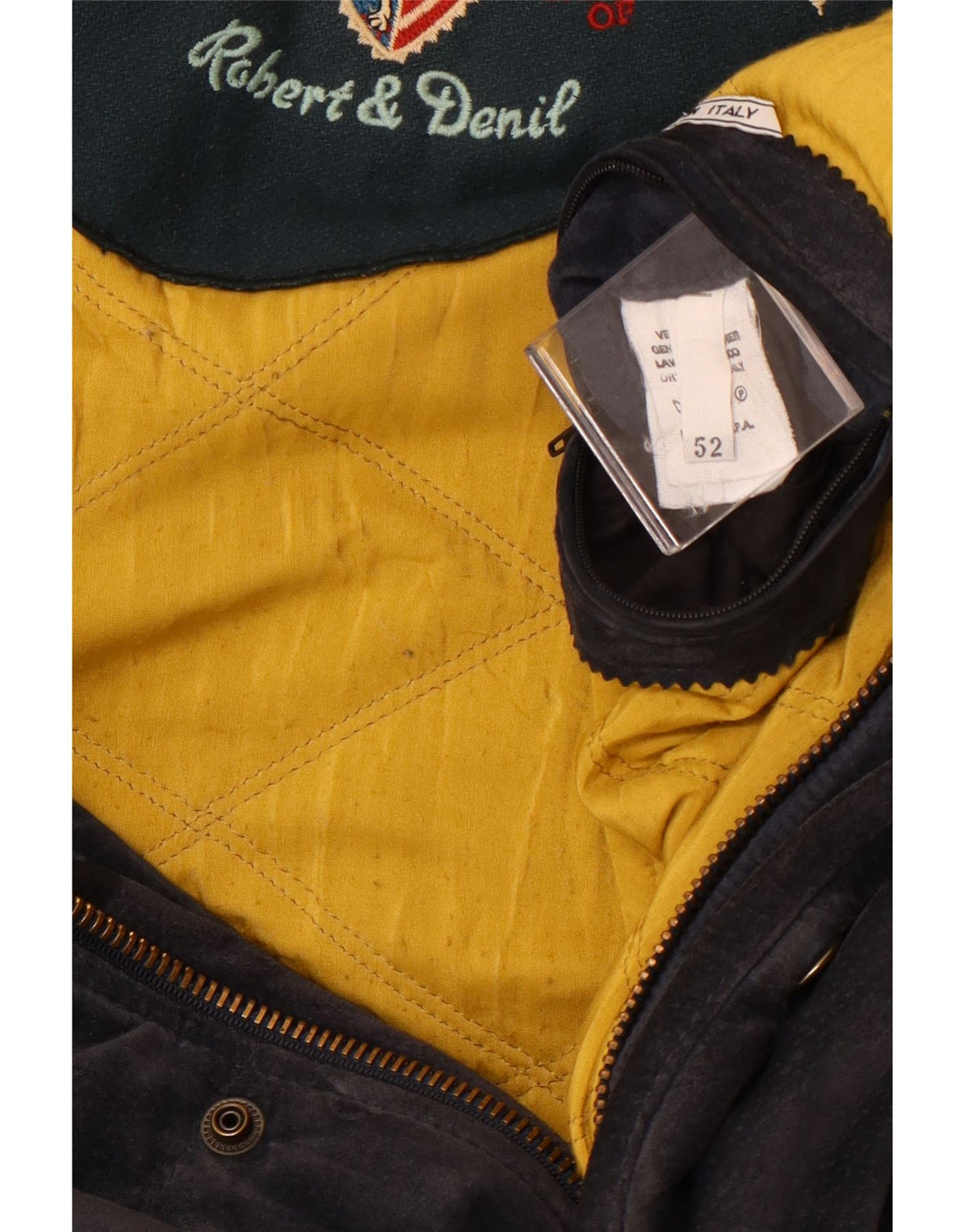 Vintage herre ruskind vindjakke IT 52 XL marineblåt læder