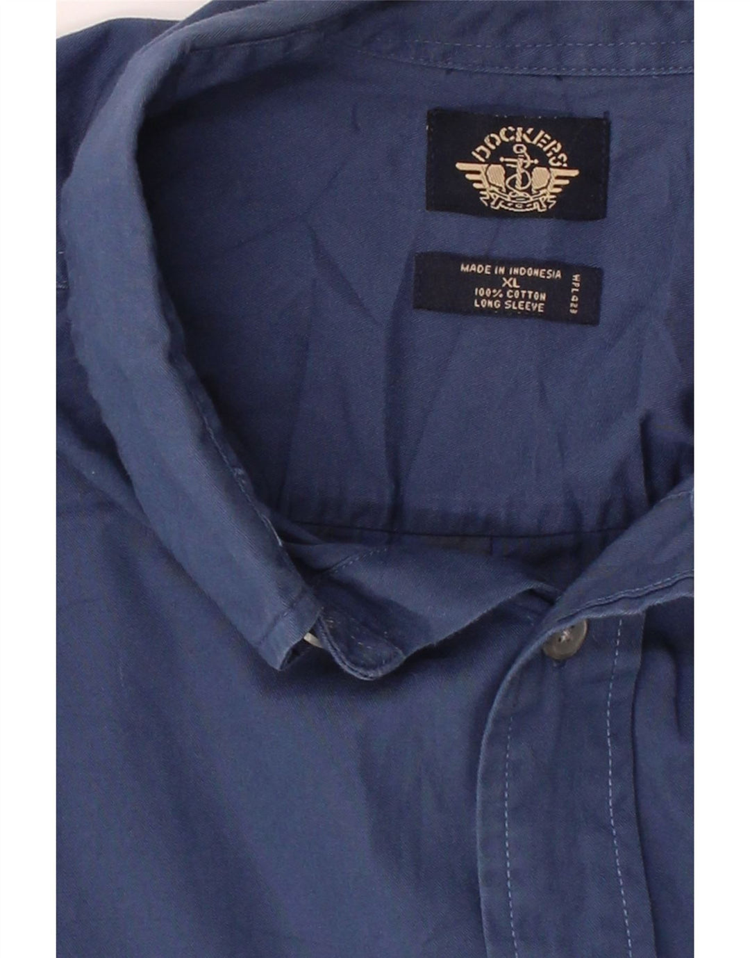 DOCKERS Mens Shirt XL Navy Blue Cotton Vintage Dockers and Second-Hand Dockers from Messina Hembry 