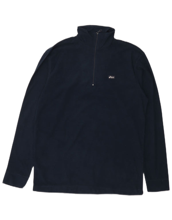 Asics Herre Zip Neck Pullover Træningsdragt Top Small Navy Blue Polyester