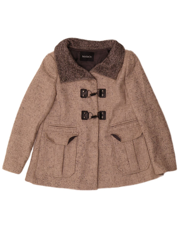 Max & Co. Kort oversize overfrakke til kvinder UK 6 XS Beige Flecked Uld
