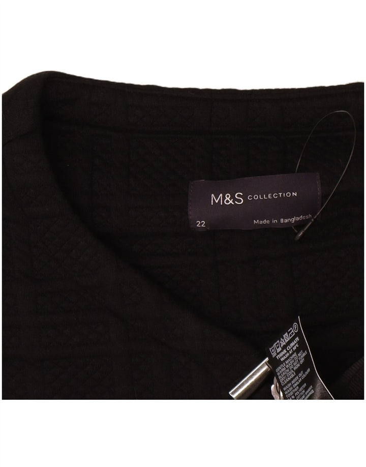 Marks & Spencer Dame Blazer Jakke med fuld lynlås UK 22 3XL Sort Ternet