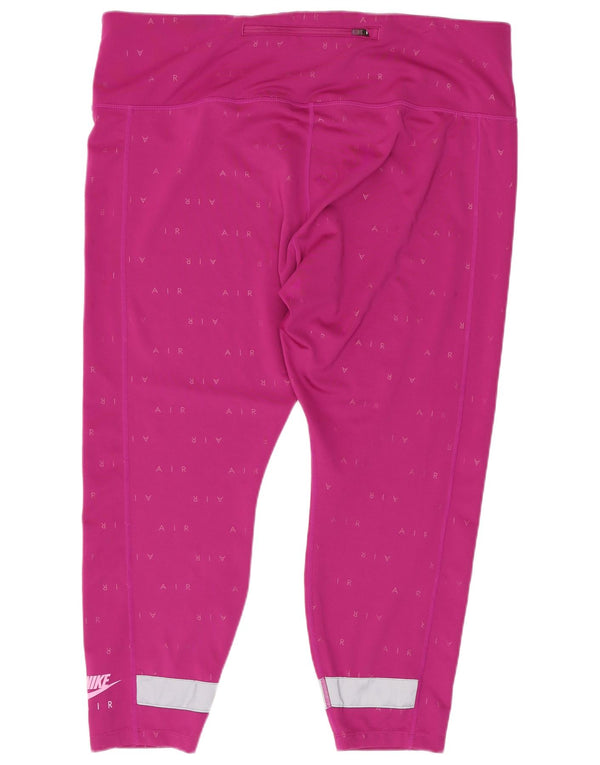 Nike Dame Dri Fit Grafiske Capri Leggings UK 20 2XL Pink Colourblock