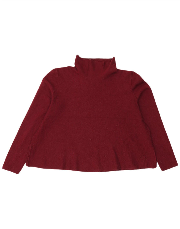 Cos Womens Crop Turtle Neck Jumper Sweater UK 14 Medium Burgundy Wool