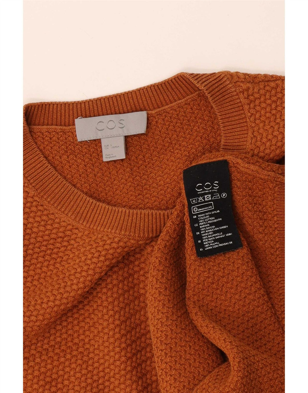 Cos Herre sweater med rund hals, lille orange bomuld