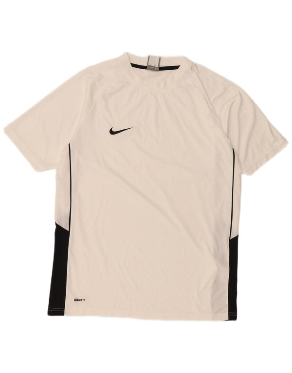 Nike T-shirt top til mænd UK 39/41 Medium White Colourblock Polyester