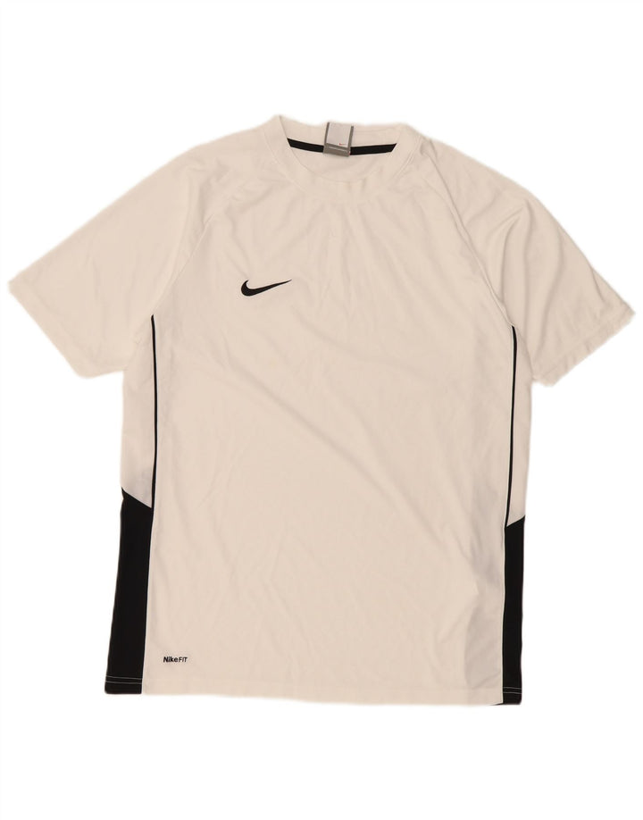 Nike T-shirt top til mænd UK 39/41 Medium White Colourblock Polyester