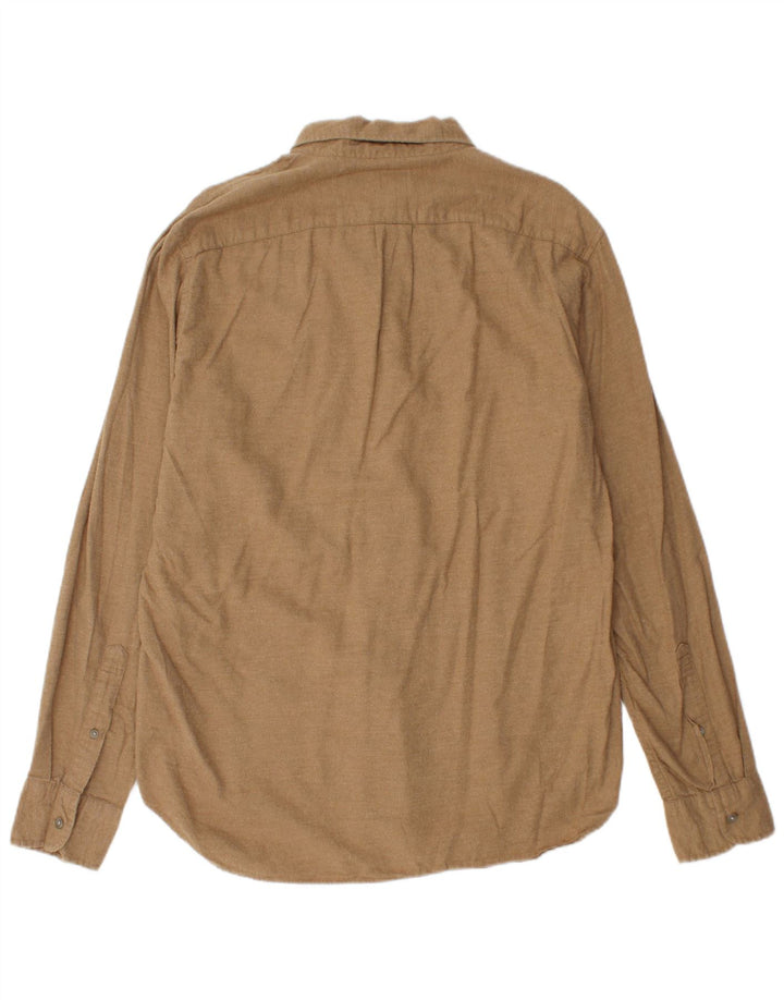 J. CREW Herre Flanelskjorte Medium Beige Bomuld