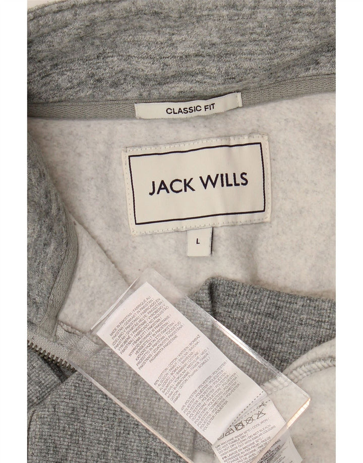 JACK WILLS Herre Classic Fit Zip Neck Sweatshirt Jumper Large Grå Flecked