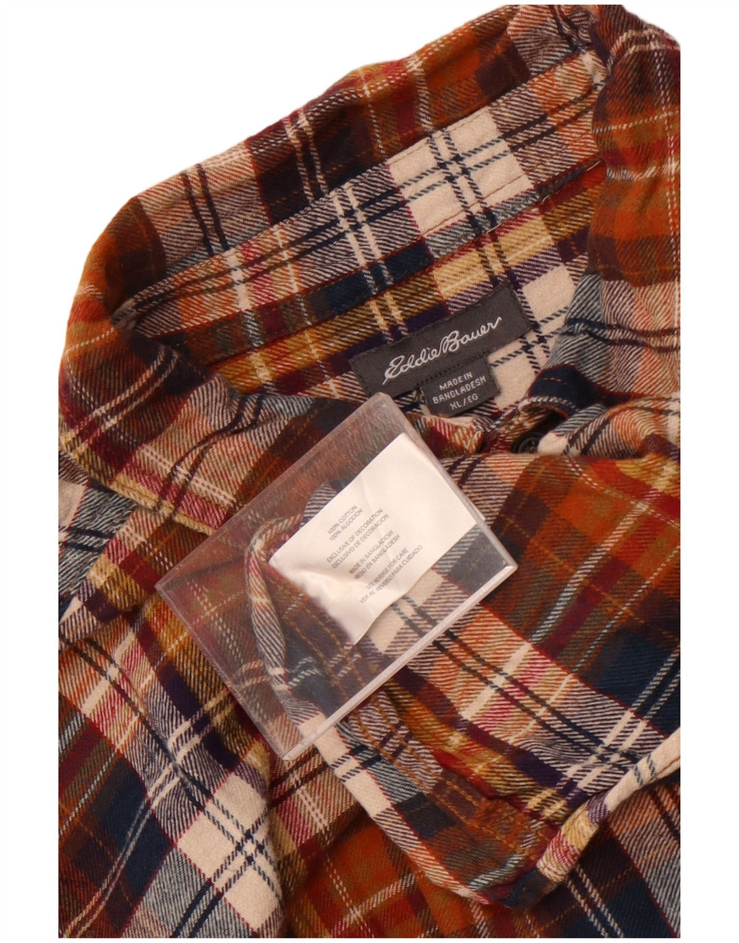Eddie Bauer herre flannelskjorte XL brun ternet bomuld