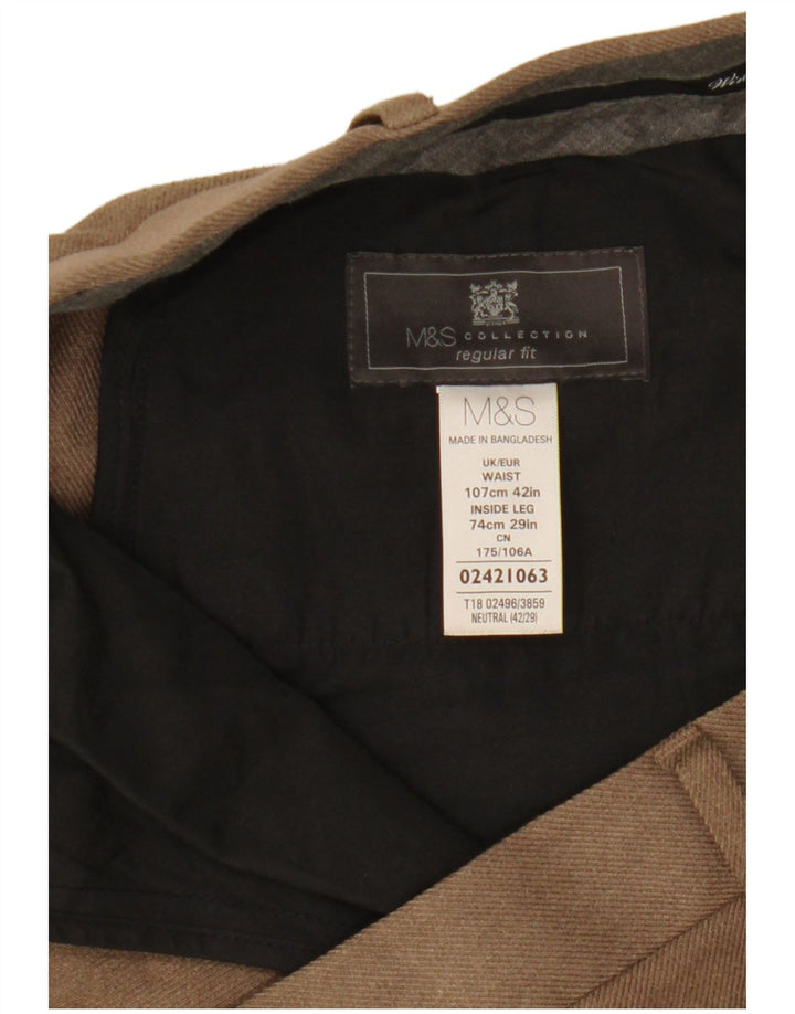 Marks & Spencer Herre Regular Fit Chinobukser W42 L29 Brun polyester