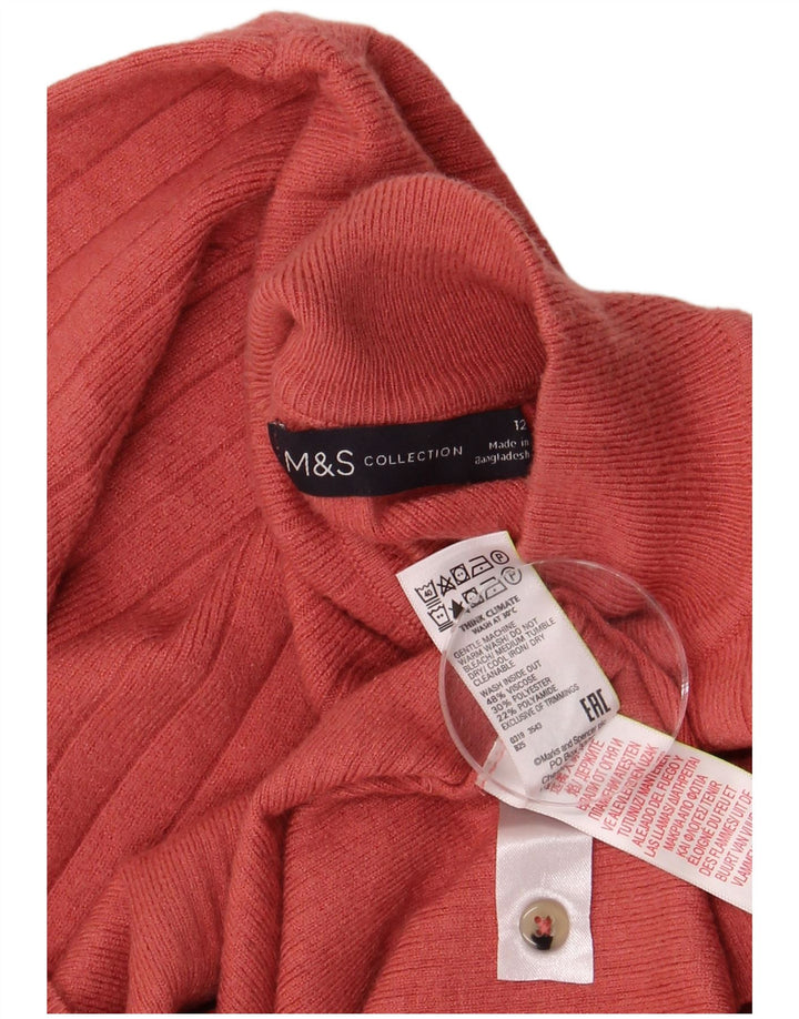 Marks & Spencer Dame Turtle Neck Jumper Sweater UK 12 Medium Red Viscose