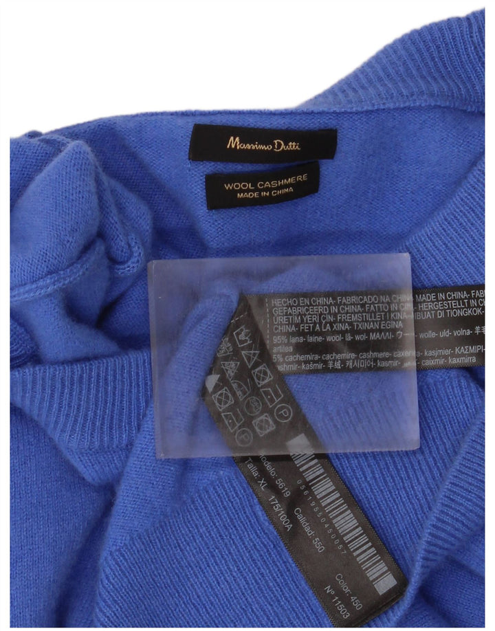 Massimo Dutti Herre Crew Neck Jumper Sweater XL Blå Uld