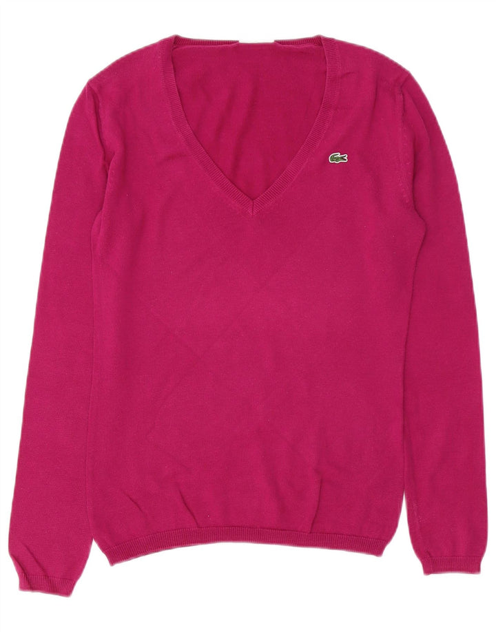 Lacoste Dame V-hals sweater Størrelse 34 Lille Pink Bomuld