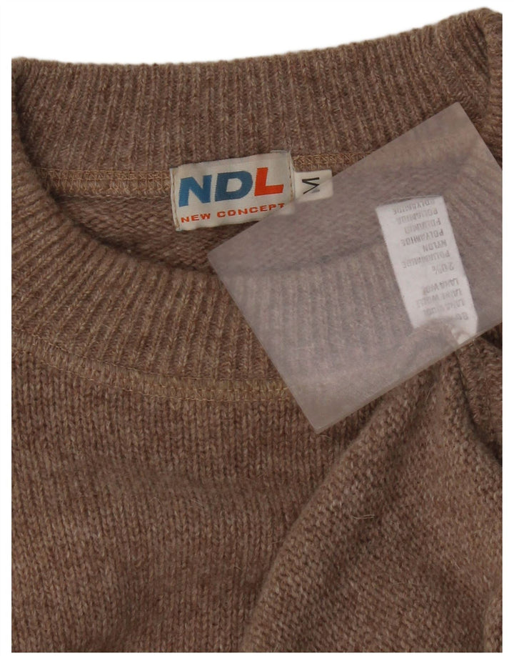 Vintage herre sweater med rund hals, medium beige uld