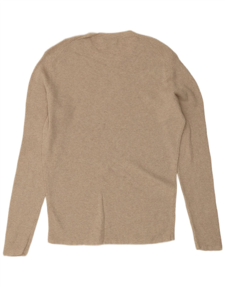 Massimo Dutti Herre Crew Neck Jumper Sweater Medium Beige Bomuld