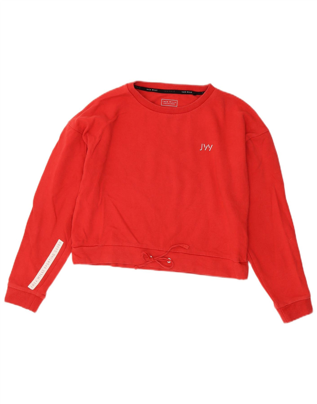 Jack Wills Dame Oversized Graphic Crop Sweatshirt Jumper UK 8 Small Red