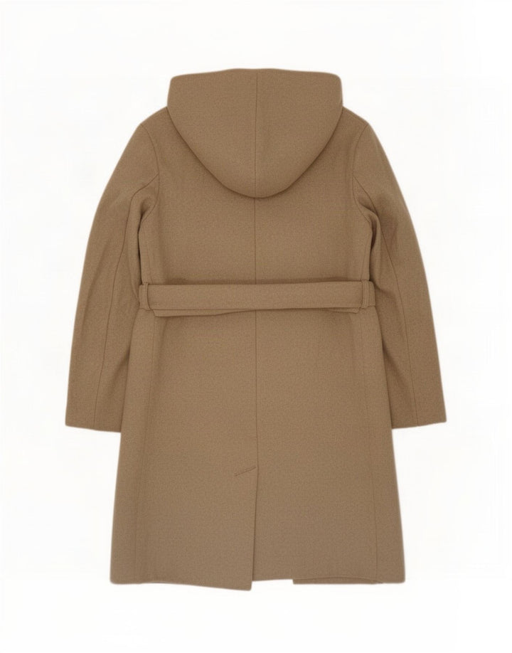 Zara Overfrakke med hætte til kvinder UK 10 Small Beige Polyester