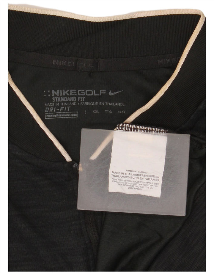 Nike Herre Dri Fit Pullover med lynlås-hals Træningsdragt Top 2XL Sort Flecked