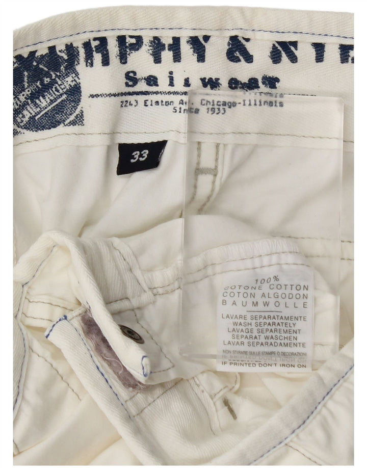 Murphy & Nye Herre Graphic Straight Cargo Bukser W33 L27 White Colourblock