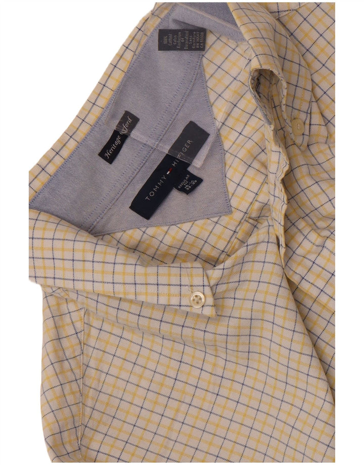 Tommy Hilfiger Herre Regular Fit Skjorte Størrelse 15 1/2 Medium Yellow Check