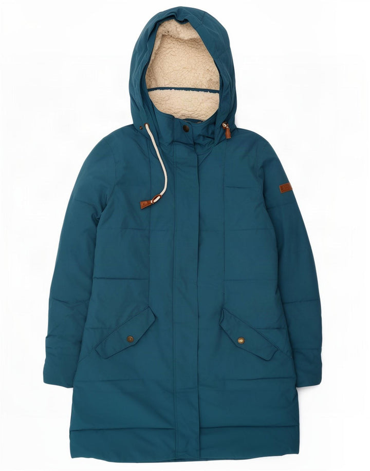 Roxy Dame Hætte Polstret Frakke UK 16 Large Blue Polyester
