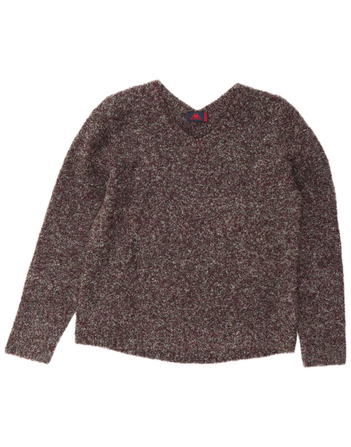 Kappa Dame V-hals sweater UK 18 XL Burgundy Flecked Polyester