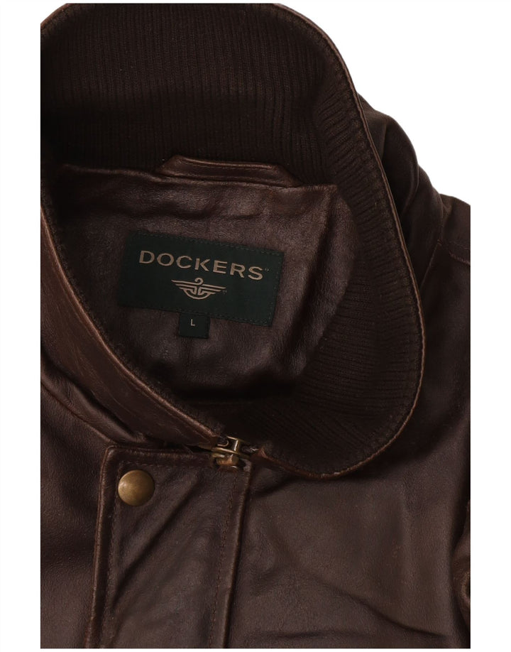 Dockers Herre Læderjakke UK 40 Stor Brun