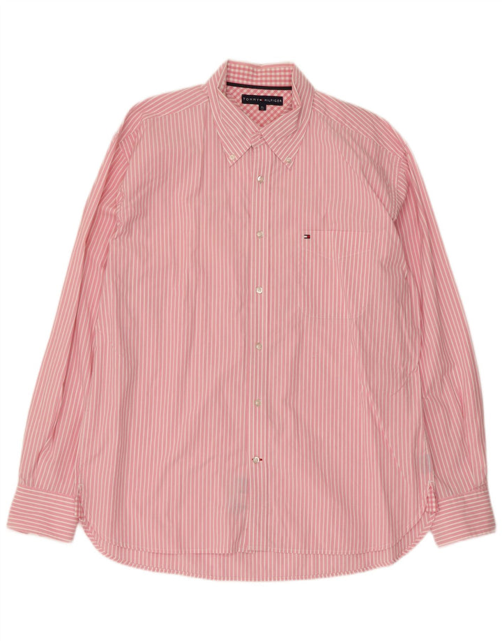 Tommy Hilfiger Herreskjorte XL Pink Stribet Bomuld