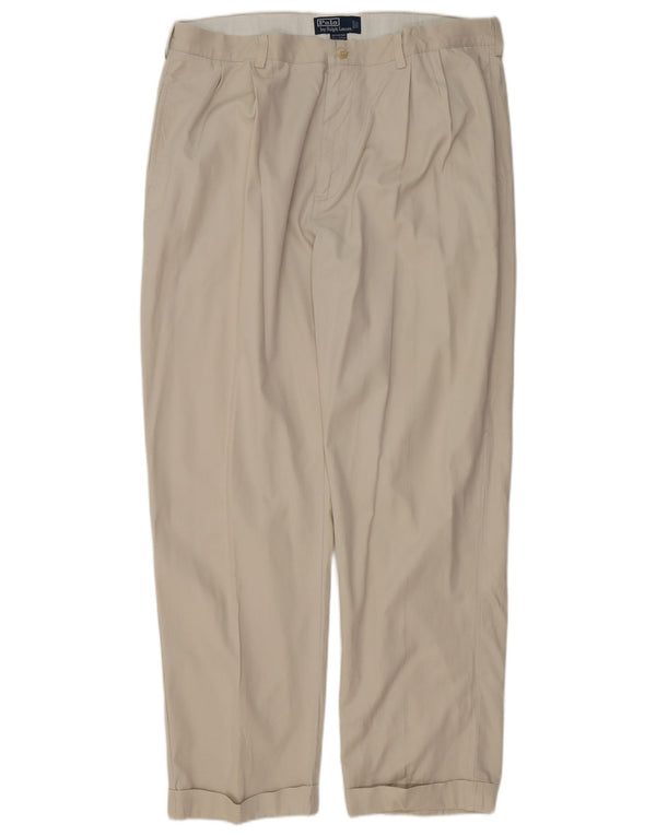 POLO RALPH LAUREN Mens Pegged Chino Trousers W38 L32 Beige Cotton