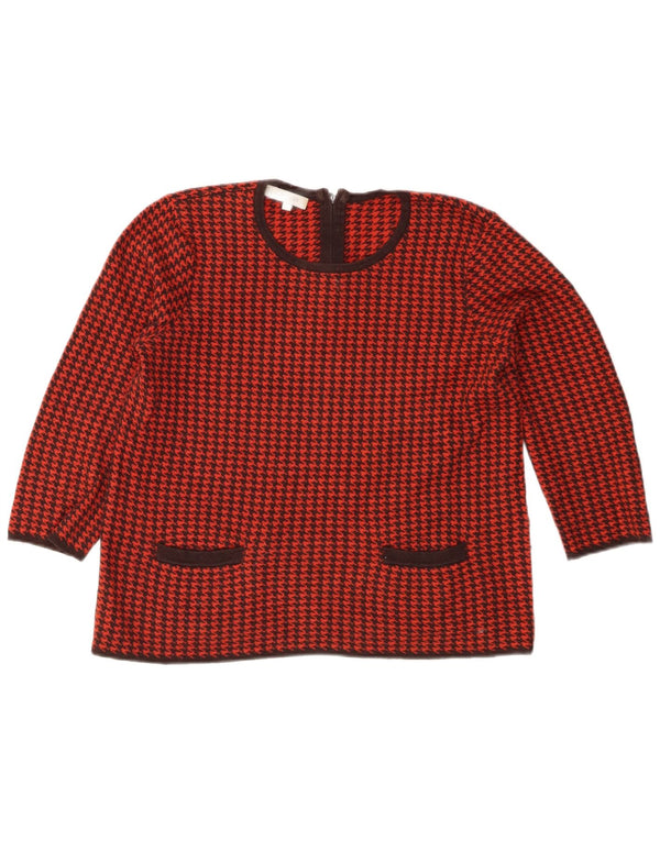 Hobbs Dame Boat Neck Jumper Sweater UK 14 Medium Red Houndstooth